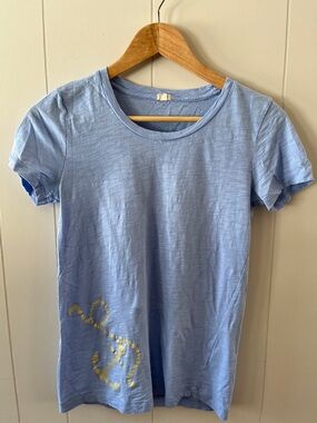 J. Crew Factory Light Blue Crewneck Tee with Anchor Screenprint